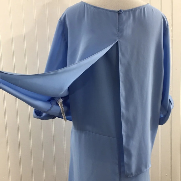 Chico's Blue Kathy Layered Top Womens 1 Medium Split Back Blouse - Picture 6 of 15